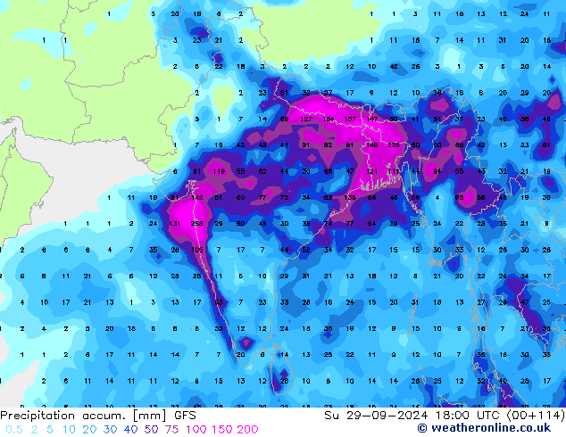 Precipitación acum. GFS dom 29.09.2024 18 UTC