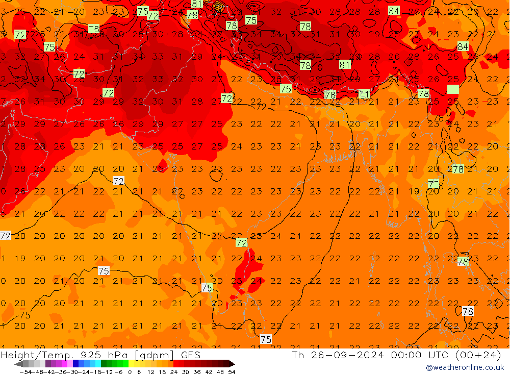 Height/Temp. 925 hPa GFS Th 26.09.2024 00 UTC