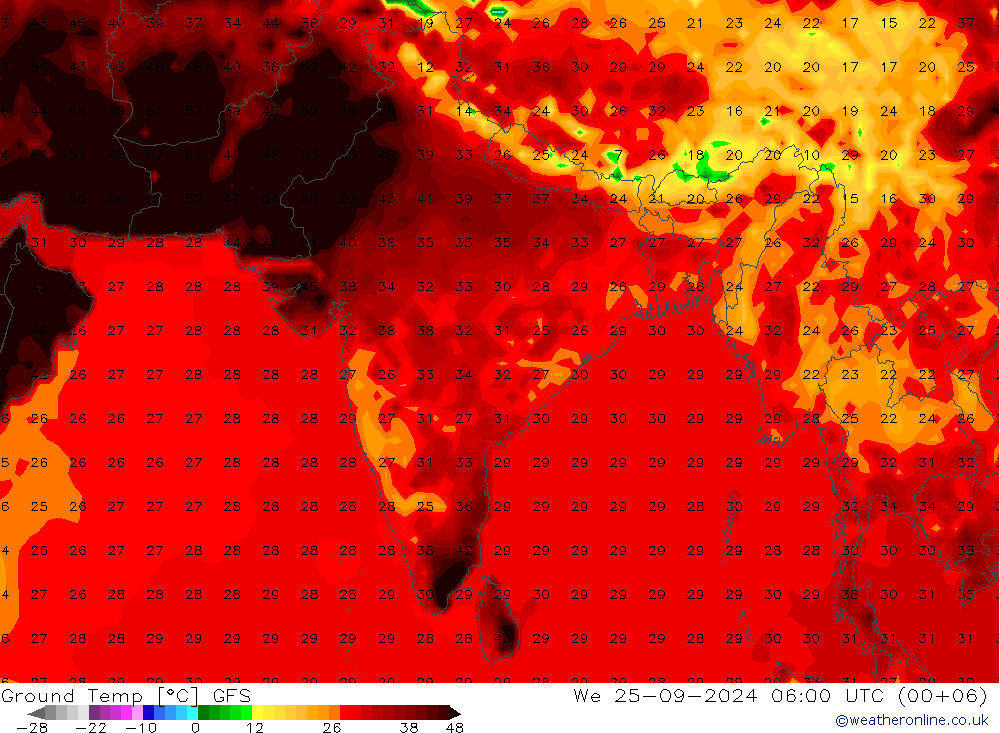 Ground Temp GFS We 25.09.2024 06 UTC