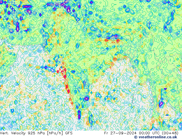 Vert. Velocity 925 гПа GFS пт 27.09.2024 00 UTC