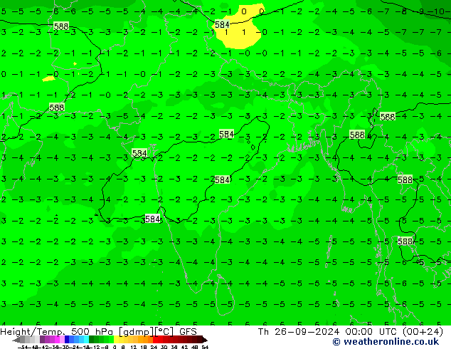 Yükseklik/Sıc. 500 hPa GFS Per 26.09.2024 00 UTC