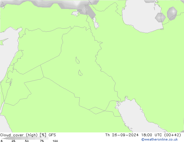 zachmurzenie (wysokie) GFS czw. 26.09.2024 18 UTC