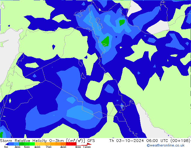 Storm Relative Helicity GFS Th 03.10.2024 06 UTC