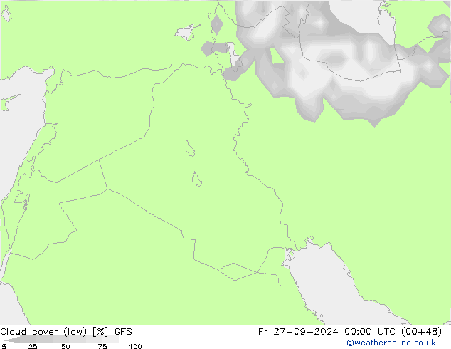 Nubi basse GFS ven 27.09.2024 00 UTC