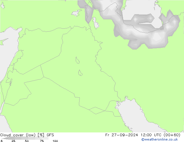 Cloud cover (low) GFS Fr 27.09.2024 12 UTC