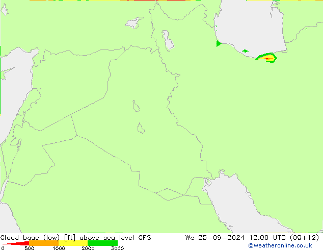 Cloud base (low) GFS We 25.09.2024 12 UTC