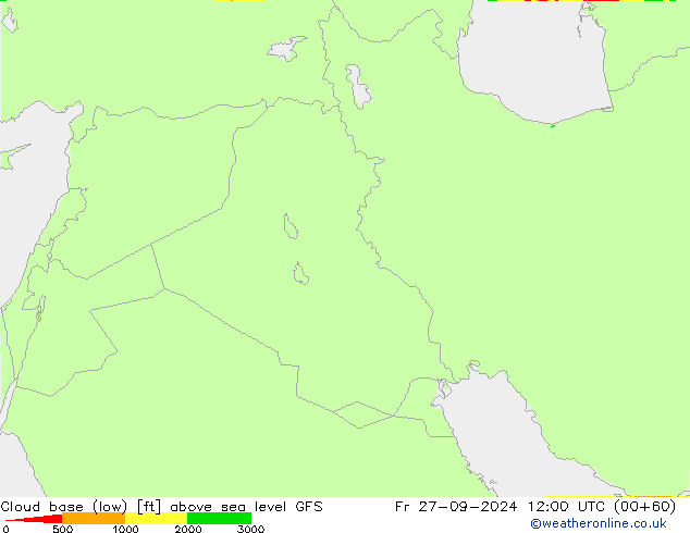 Cloud base (low) GFS ven 27.09.2024 12 UTC