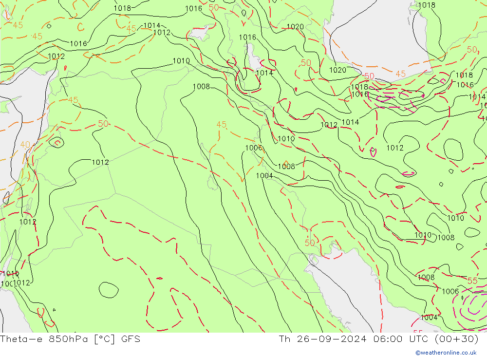 Theta-e 850hPa GFS Th 26.09.2024 06 UTC