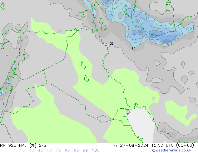 RH 925 hPa GFS Fr 27.09.2024 15 UTC