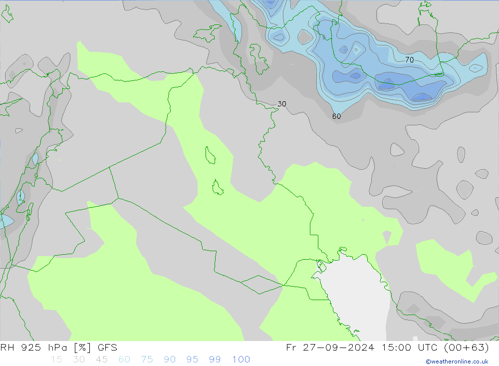 RH 925 hPa GFS Fr 27.09.2024 15 UTC