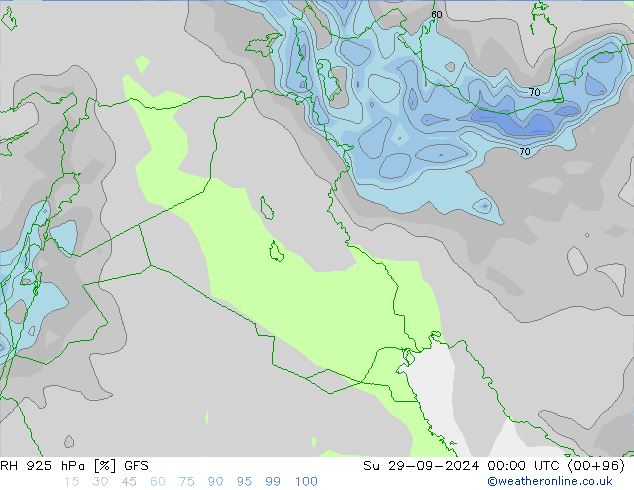 Humidité rel. 925 hPa GFS dim 29.09.2024 00 UTC