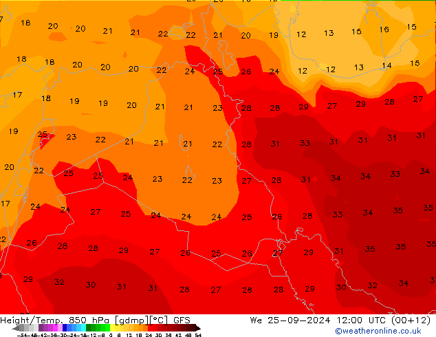 Z500/Regen(+SLP)/Z850 GFS wo 25.09.2024 12 UTC