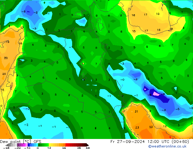 Çiğ Noktası GFS Cu 27.09.2024 12 UTC