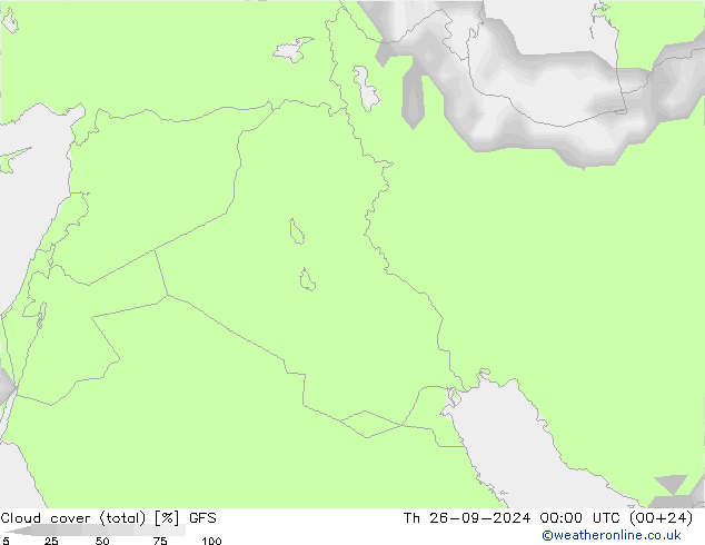 nuvens (total) GFS Qui 26.09.2024 00 UTC