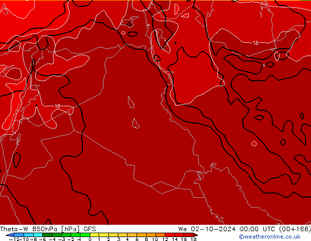 Theta-W 850hPa GFS Çar 02.10.2024 00 UTC