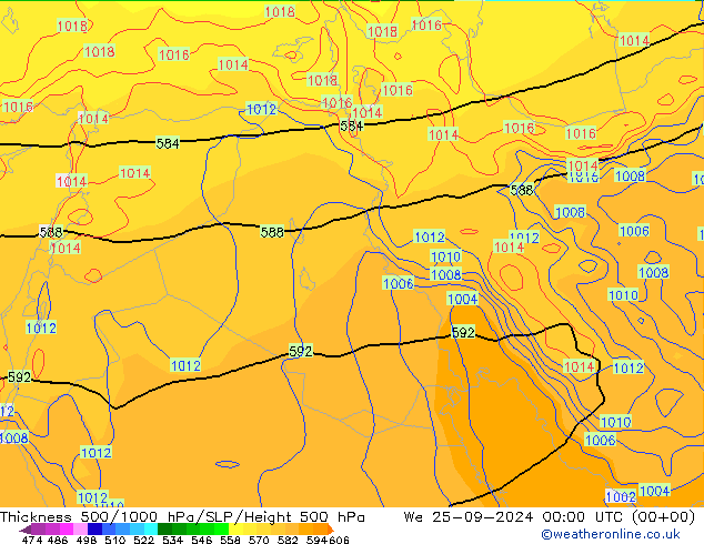 Thck 500-1000hPa GFS We 25.09.2024 00 UTC