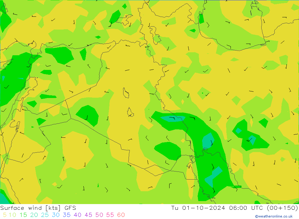 Rüzgar 10 m GFS Sa 01.10.2024 06 UTC