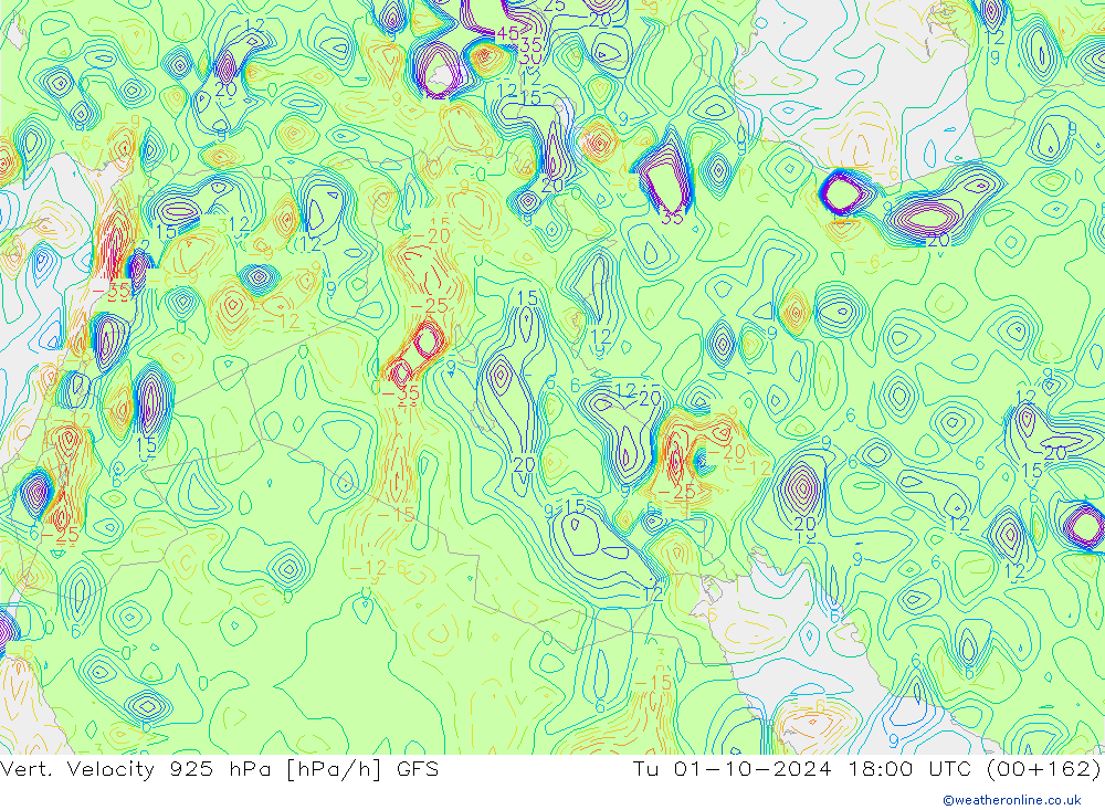 Vert. Velocity 925 hPa GFS mar 01.10.2024 18 UTC