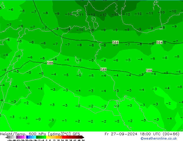 Height/Temp. 500 hPa GFS  27.09.2024 18 UTC