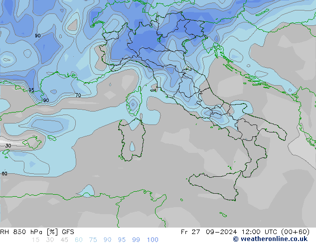 RH 850 hPa GFS September 2024