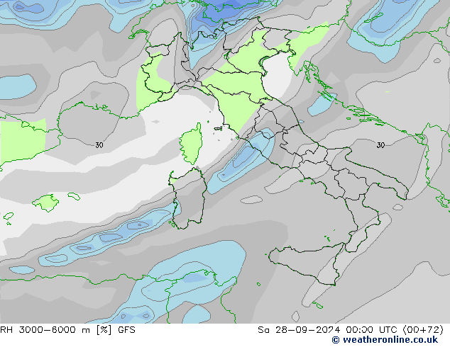 RH 3000-6000 m GFS sab 28.09.2024 00 UTC