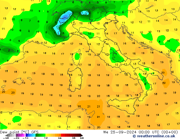 punkt rosy GFS śro. 25.09.2024 00 UTC