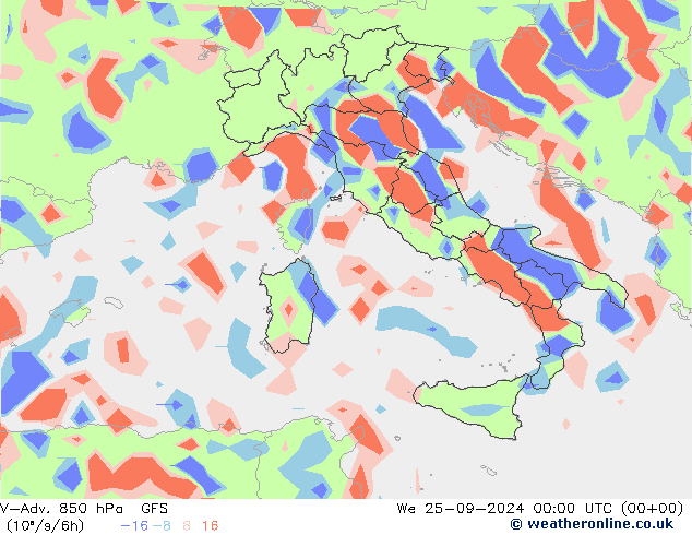 V-Adv. 850 hPa GFS Çar 25.09.2024 00 UTC