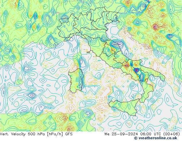 Vert. Velocity 500 hPa GFS  25.09.2024 06 UTC