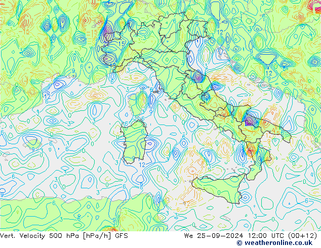 Vert. Velocity 500 hPa GFS We 25.09.2024 12 UTC