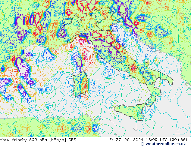 Vert. Velocity 500 hPa GFS pt. 27.09.2024 18 UTC