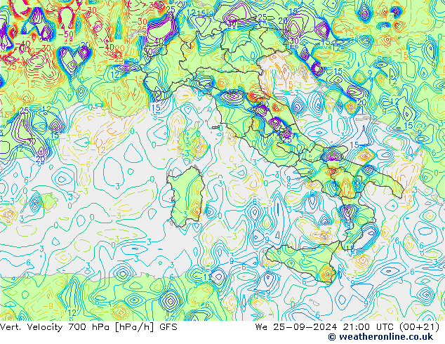 Vert. Velocity 700 hPa GFS Mi 25.09.2024 21 UTC