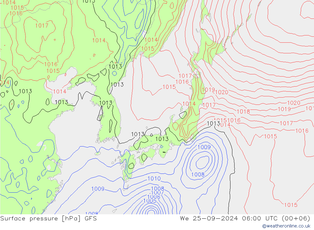 Yer basıncı GFS Çar 25.09.2024 06 UTC