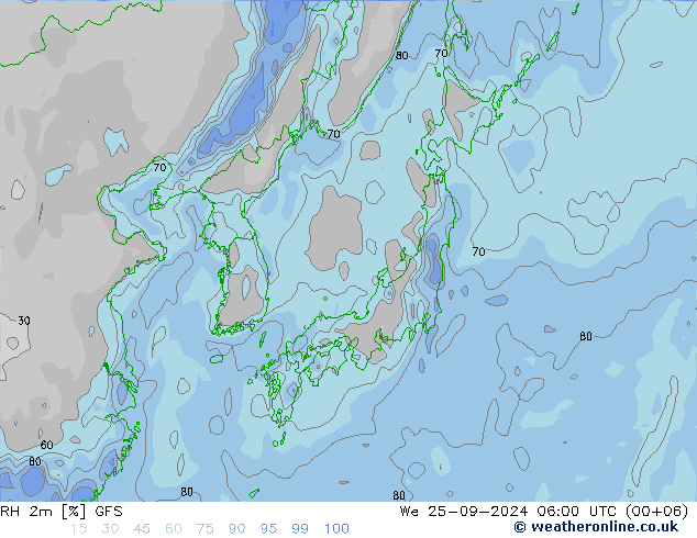 RH 2m GFS We 25.09.2024 06 UTC