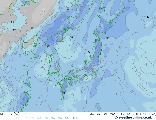 RH 2m GFS пн 30.09.2024 12 UTC