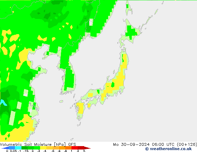 Volumetrisch bodemvocht GFS ma 30.09.2024 06 UTC