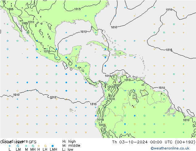 Cloud layer GFS Čt 03.10.2024 00 UTC