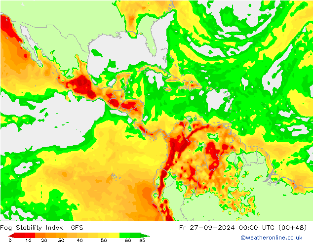 Fog Stability Index GFS пт 27.09.2024 00 UTC