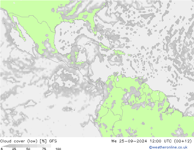 Nubes bajas GFS mié 25.09.2024 12 UTC