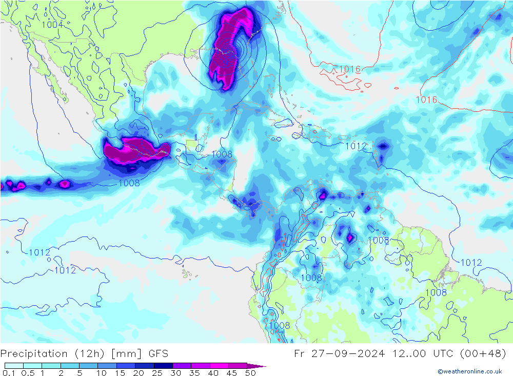 Precipitation (12h) GFS Fr 27.09.2024 00 UTC