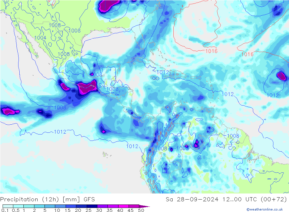 Precipitation (12h) GFS So 28.09.2024 00 UTC