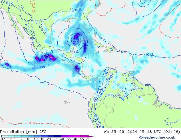 Srážky GFS St 25.09.2024 18 UTC