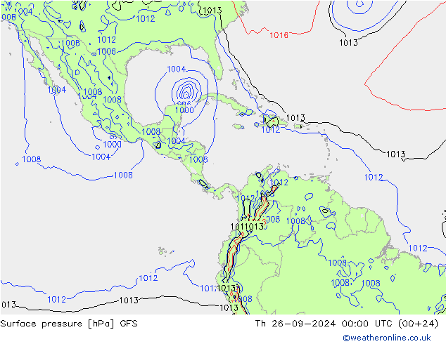 приземное давление GFS чт 26.09.2024 00 UTC