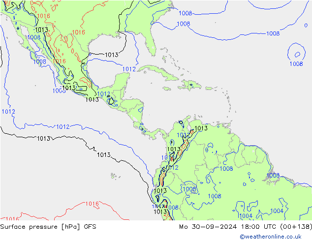 Pressione al suolo GFS lun 30.09.2024 18 UTC