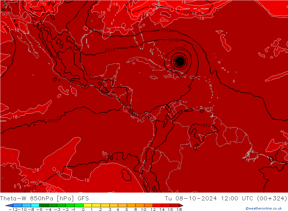 Theta-W 850hPa GFS Di 08.10.2024 12 UTC