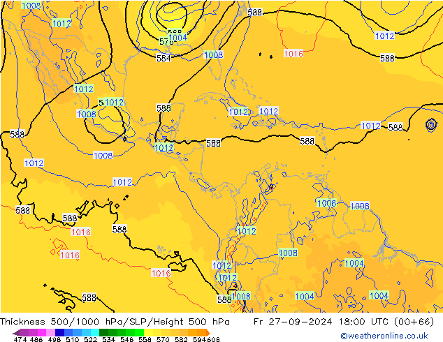 Thck 500-1000hPa GFS Fr 27.09.2024 18 UTC