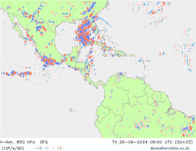 V-Adv. 850 гПа GFS чт 26.09.2024 09 UTC