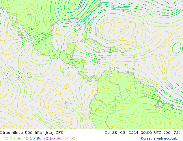 ветер 500 гПа GFS сб 28.09.2024 00 UTC