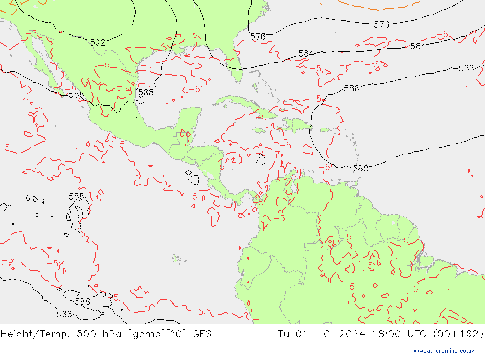 Height/Temp. 500 hPa GFS Tu 01.10.2024 18 UTC