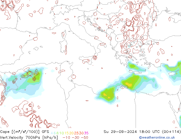 Cape GFS Su 29.09.2024 18 UTC