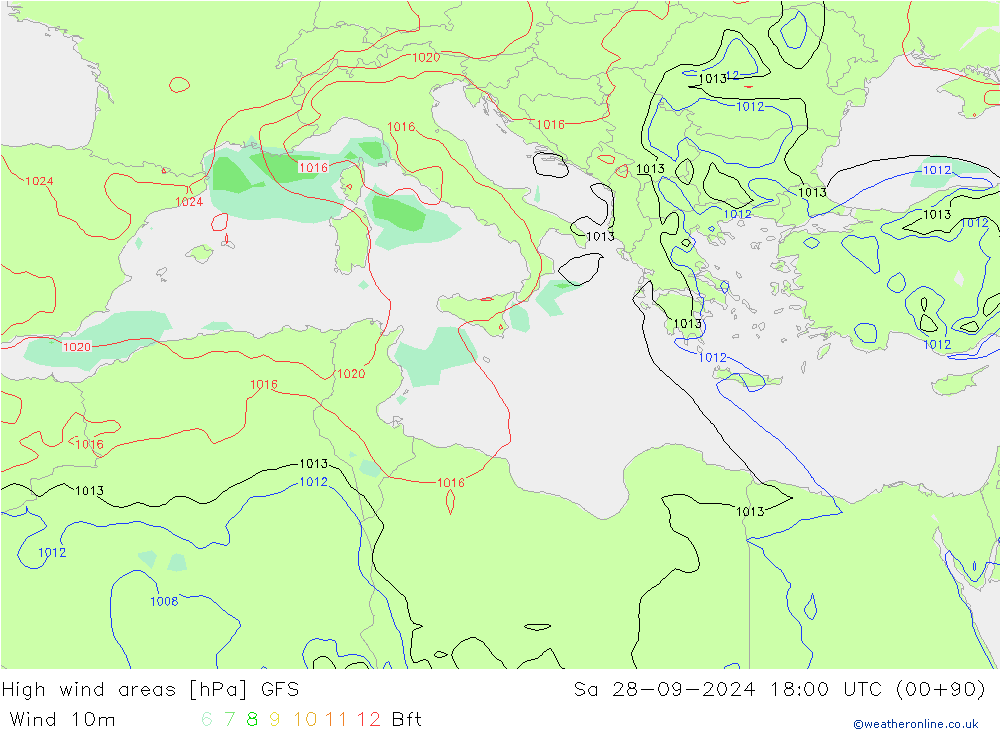 High wind areas GFS Sa 28.09.2024 18 UTC